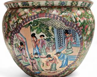 Early 20th Century Chinese Chinoiserie Famille Rose Porcelain Fish Bowl