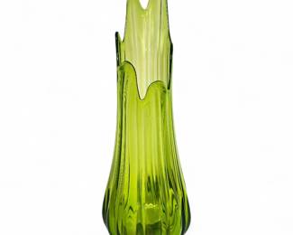MCM L.E. Smith Green Glass Vase