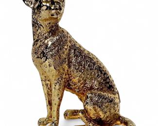Modern Gold-Tone Resin Sitting Cheetah Figurine