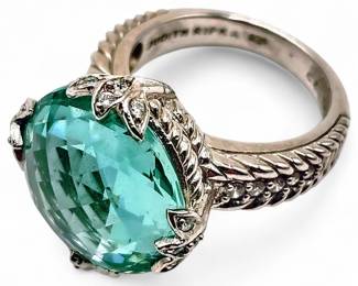 Judith Ripka 15ct Lab-Created Aqua Teal Spinel Sterling Ring