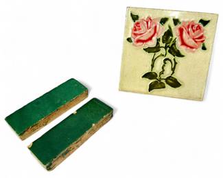 Ceramic Tiles – Floral Motif & Glazed Green Set