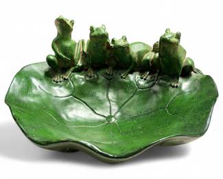 Vintage Ceramic Frog Dish on Lily Pad