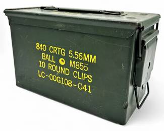U.S. Military Surplus .50 Cal Ammo Box, Marked M855