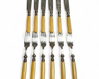 Antique Mark Willis & Son Silverplate Fish Cutlery Set, 12 pcs
