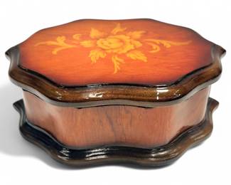 Italian Lacquered Wooden Jewelry Box w/ Mirror