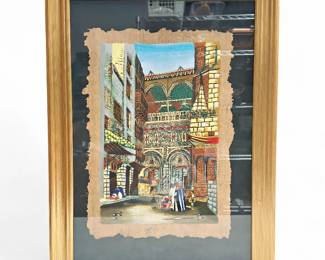 Framed Papyrus Painting of Al-Azhar Mosque by Guss