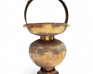 Large Vintage Indian Brass Kamandalu Water Carrier
