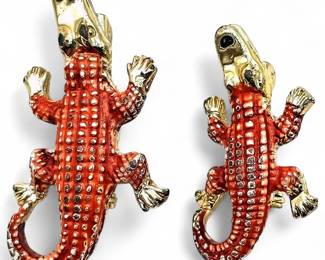 Vintage Gerry's Signed Enamel Alligator Brooches