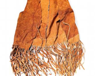 Vintage Brown Suede Leather Fringed Vest, 1960s