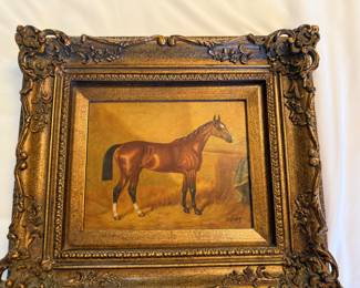 Original Oil Painting with Gilt Frame of a Red Lexington Thoroughbred 