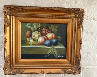 Original Oil painting of Fruit signed with Gilt Frame 15'W