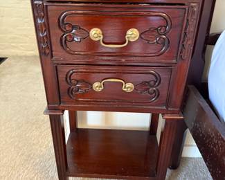 Pair of Chippendale style Cherry Wood Tray Top Night Stands 36" x 12" X 18"W