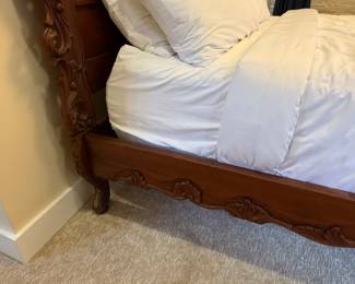 Walnut French Rococo Carved Panel Queen/Full Bed