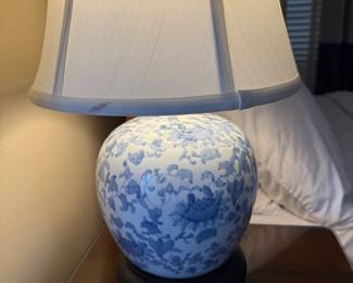 Pair of Big Belly Vase Lamp in those Beautiful Blue and White Vintage Hues Love this