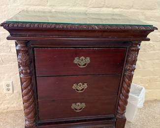 Pair of Chippendale style Cherry Wood Tray Top Night Stands 36" x 12" X 18"W