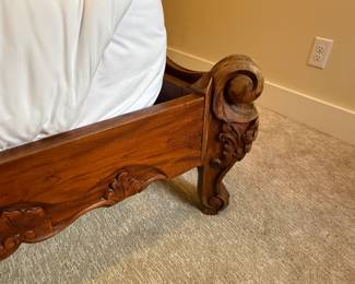 Walnut French Rococo Carved Panel Queen/Full Bed