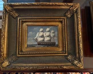 Oil Painting on Canvas "Clipper Ship"  Signed H. Parker 