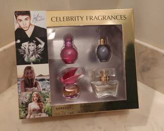 Celebrity Fragrance Set. Justin Bieber, Britney Spears, Jennifer Aniston, Taylor Swift 