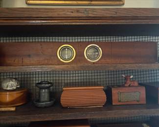 See this very old unique Spirit Level or Bubble Level.  It has been reworked, it's brass and other metal has been cleaned and the sealed vials are accurate. Also you have a better look at some of the wooden boxes.
