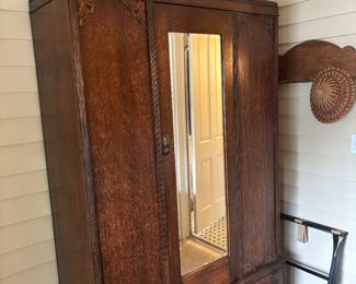 Large oak chifforobe with drawer on bottom.  