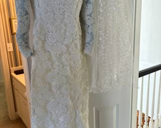 Wedding gown, veil and 8 ft. Train