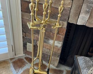Brass fireplace set