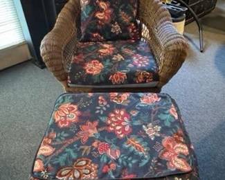 Wicker chair and ottoman set $50