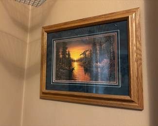 Landscape picture oak frame