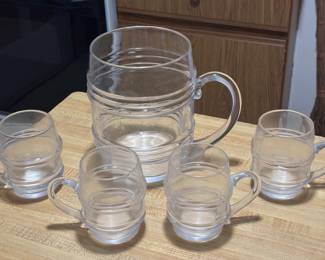 Vintage pitcher and 4 glasses