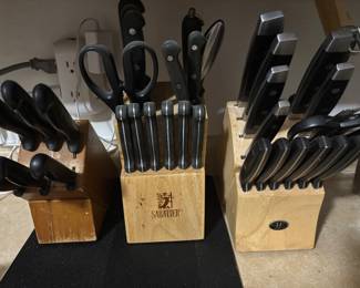 Wooden butcher block knives sets