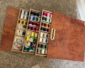 Wooden Madeira Thread Treasure Chest from Germany