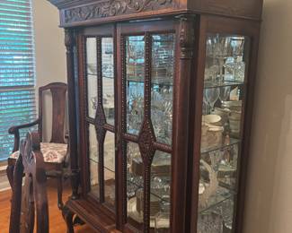 Antique wood and Glass Cabinet