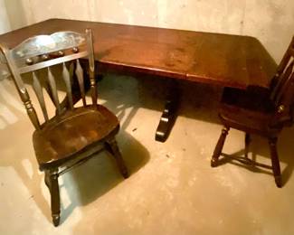 526 XL Vtg Trestle Dining Table 