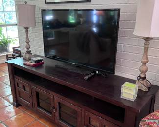 TVs, TV stand, Lamps, Art