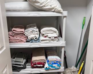 towels, pillows, mops, brooms