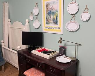 Desk, Twin Bed, Stools, Decor