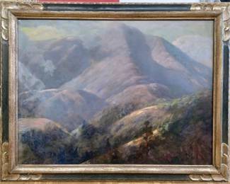 Jules Mersfelder. 30" x 40" oil on canvas. Mt Tamalpais. Very early 20th century.