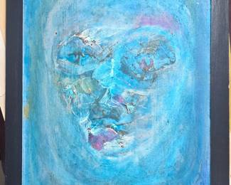 R. FLORES abstracted portrait. Mexican.