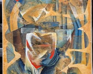 Charles Luedtke 36" x 24" mixed media collage 1959.