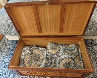 017	Chinese Camphor Carved Chest	40x20x21
