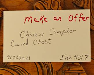 017	Chinese Camphor Carved Chest	40x20x21