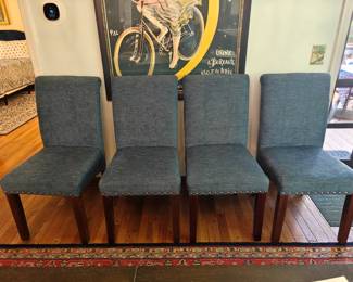 006	Set of 4 Office Star Dining Blue Chairs	"19x20x38 
Seat Height 19"
