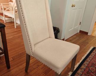 007	Pair of Beige Wingback Nailhead Chairs	"22x23x43
Seat Height 18"