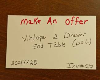 015	Pair of Vintage Two Drawer End Tables	20x17x25
