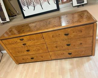 6097 Lane Altavista MCM Olive Burl 7Drawer Lowboy With Mirrormin