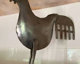 6097 XL Vintage Folk Art Welded Metal Roostermin