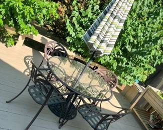 6097 Metal Palm Glass Top Patio Table Setmin