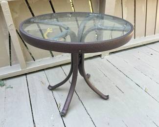 6097 Metal Glass Top Patio Side Table X2min