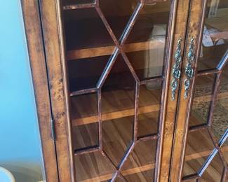 Antique Wooden Bookcase W/ Detailed Doors