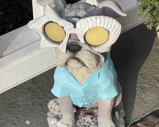 Dog W/ Sunglassees Outdoor Statue